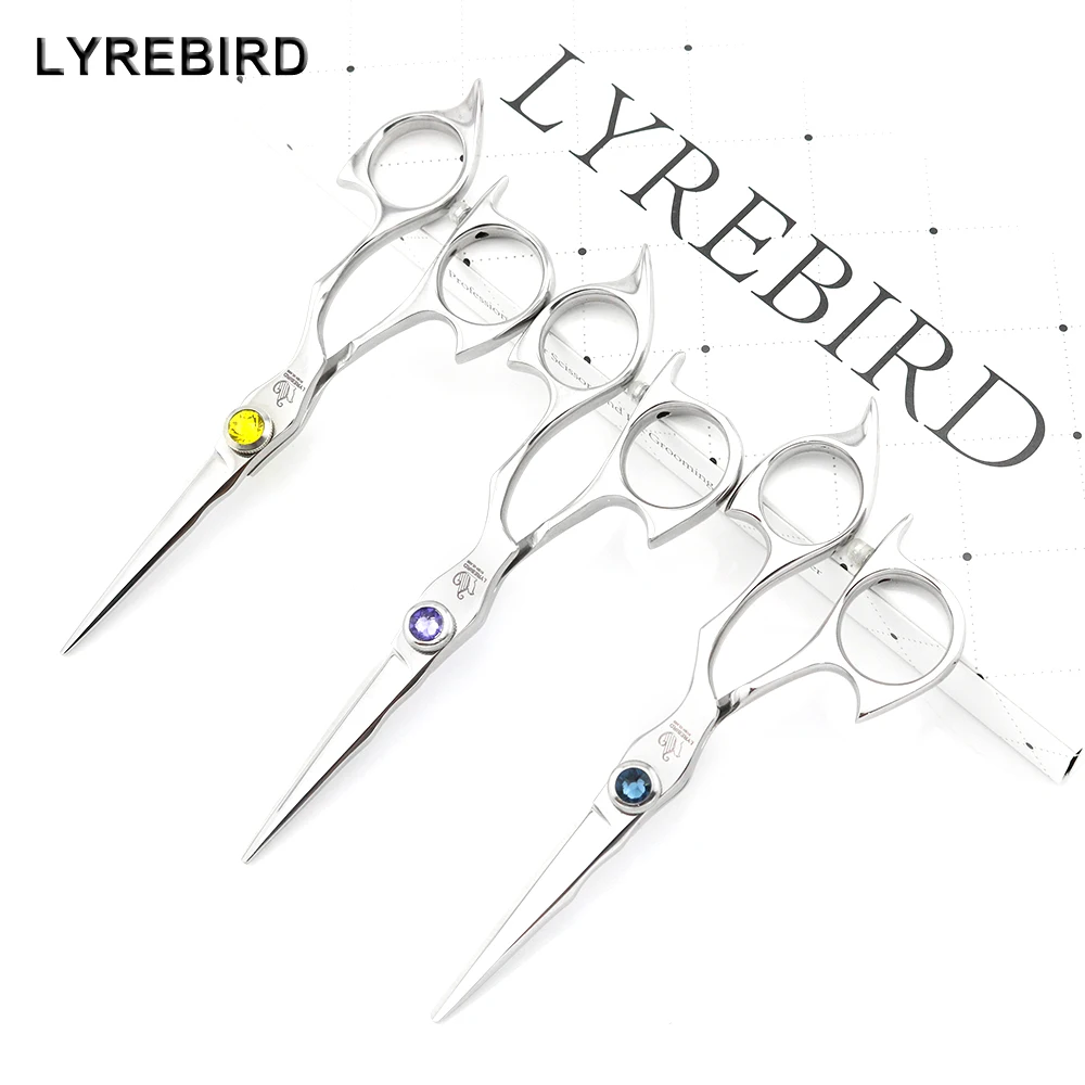 

Professional hair shears 440C 5 INCH Yellow stone Purple stone Blue stone Japan hair scissors Lyrebird HIGH CLASS NEW