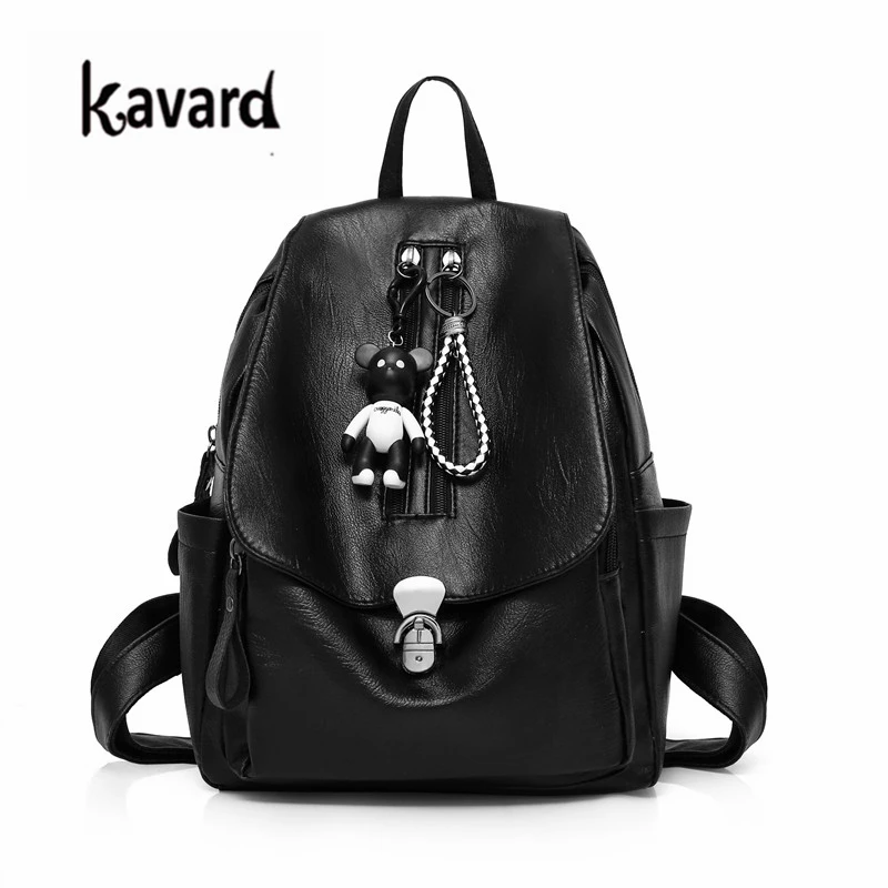 Kavard рюкзак Для женщин Сплошной Школьные ранцы Мода Большой backbag Кожа PU Рюкзак