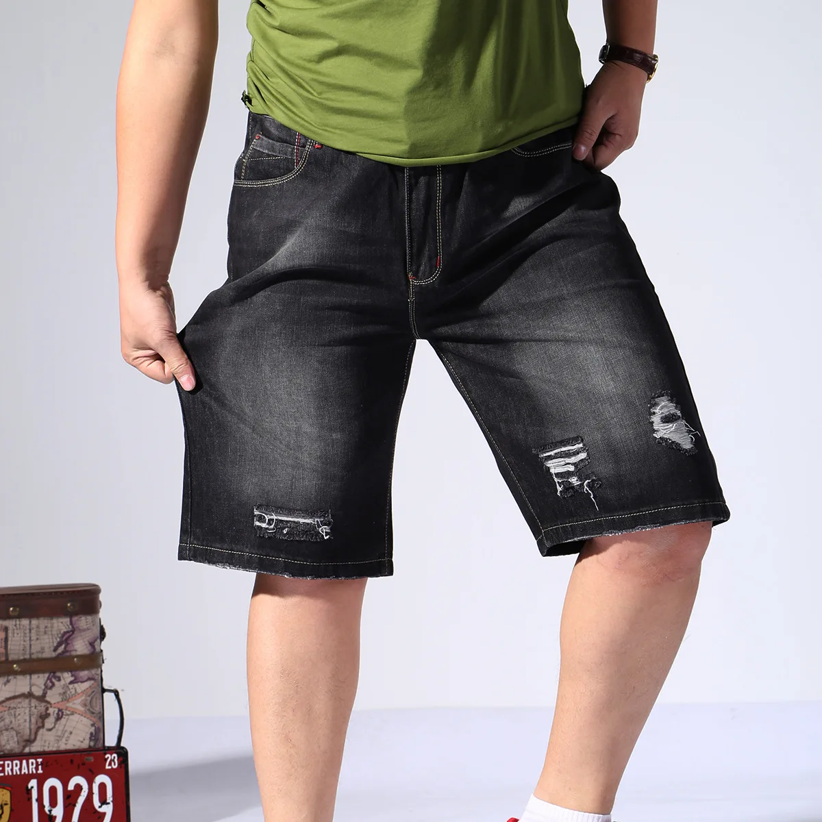 Джинсовые шорты больших размеров 5XL 7xl 9xl плюс свободные Vogue Бермуды мужские горячие мужские высотой до колена ковбойские короткие брюки повседневные мужские шорты джинсовые