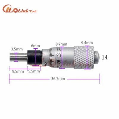 0-6.5mm No.14 Серебряный 0-6,5 мм Диапазон плоского типа регулировочная ручка микрометр головка измерительная Мера Инструмент 4 дизайн измерительный инструмент - Цвет: 0-6.5mm No.14