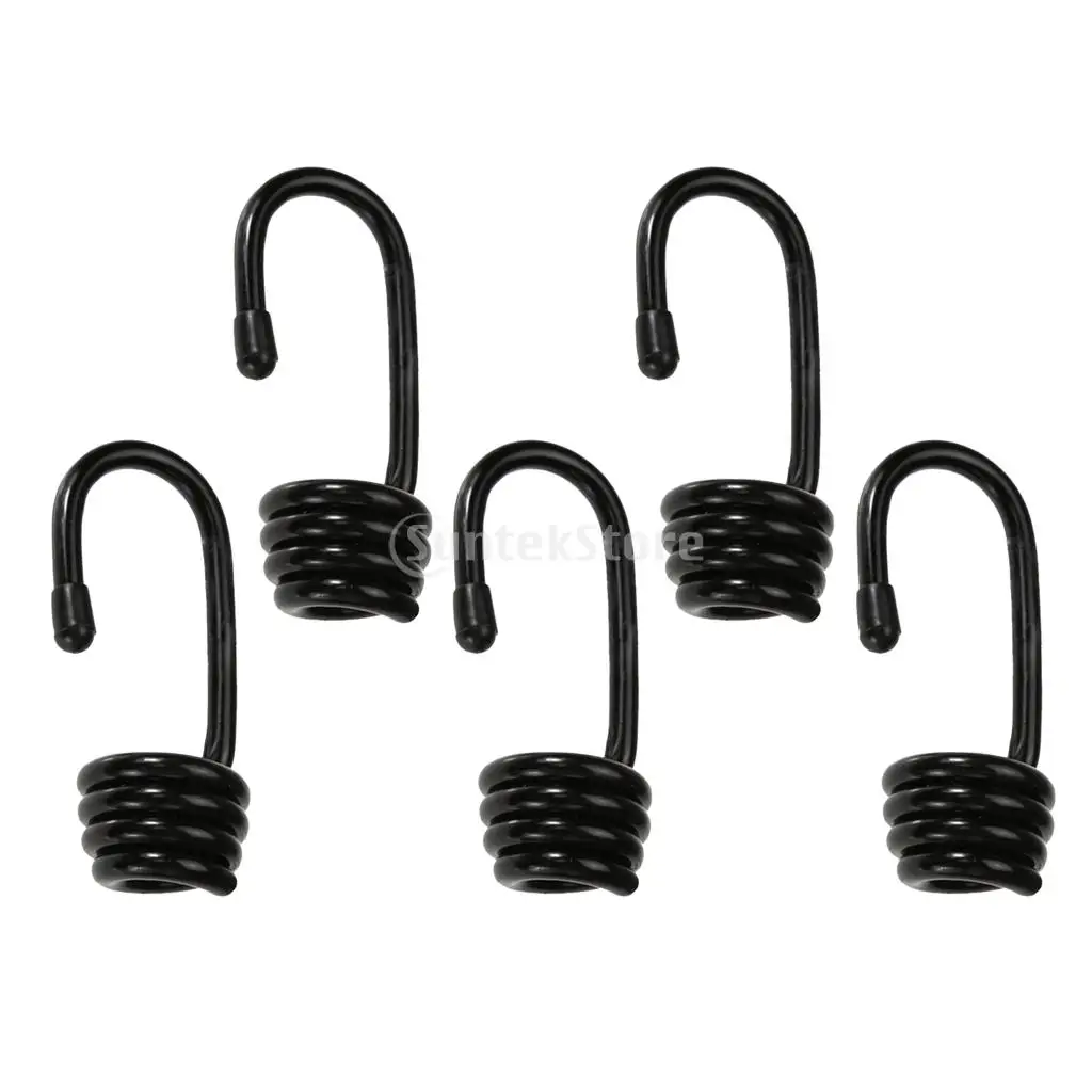 

5Pcs Plastic-coated Metal Spiral Wire Hooks Shock Bungee Cord Elastic Rope End For 6MM, 8MM, 10MM