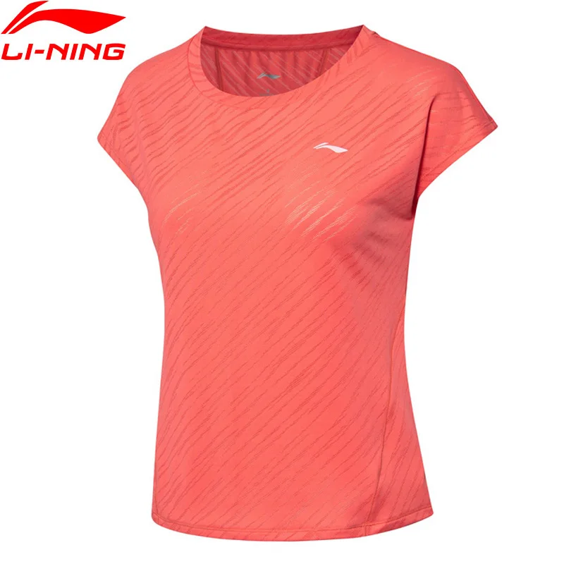 Li-Ning, женские футболки для бега, дышащие, короткий рукав, 91% полиэстер, 9% спандекс, подкладка, Спортивная футболка ATSP194 WTS1511