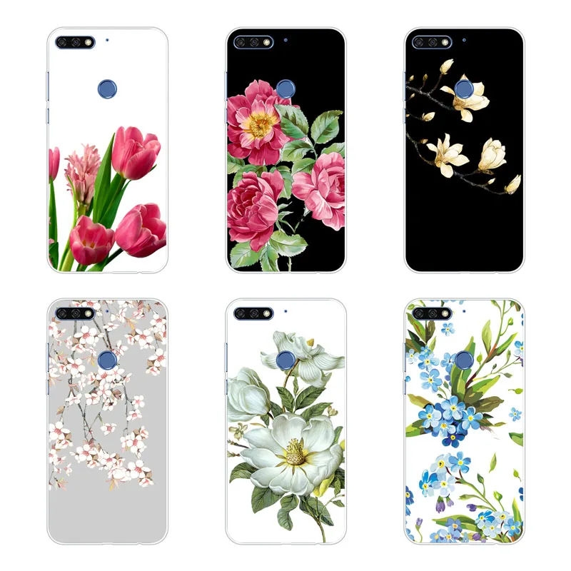 huawei y6 prime 2018 Case Silicon flowers Painting Soft TPU Back Cover for Protect Phone cases shell |