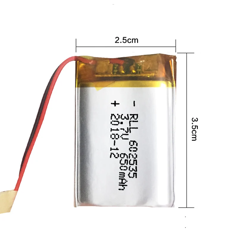 1/2/4 шт. Перезаряжаемые литий-полимерный литий Батарея 602535 3,7 v 650mah Li-po литий-ионный Батарея Замена мини 602535 литий-ионный аккумулятор