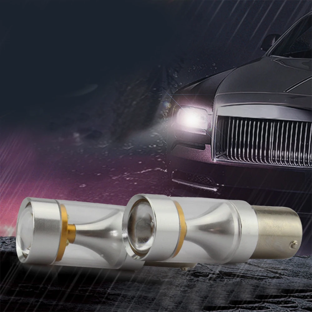 

Car LED Fog Light With Lens Driving Lamp Bulb 1156 BA15S 6500K 30W Car Brake Back-Up Sourcing Light White 2pcs Car-Styling