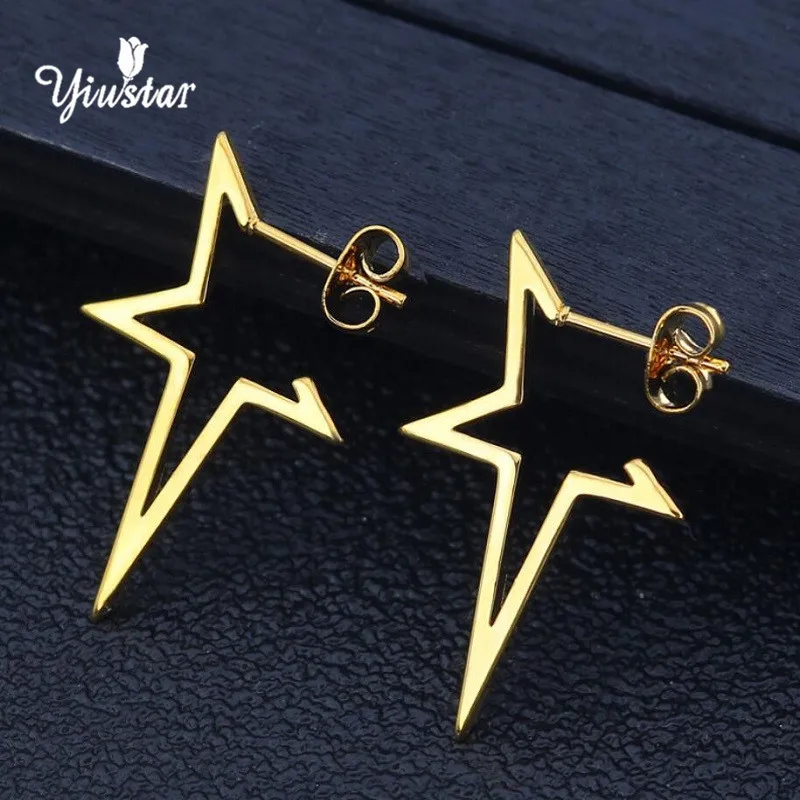 Фото Yiustar Новые Модные Простые винтажные геометрические серьги из нержавеющей стали Yiustar Новые Модные Простые винтажные геометрические серьги из нержавеющей стали