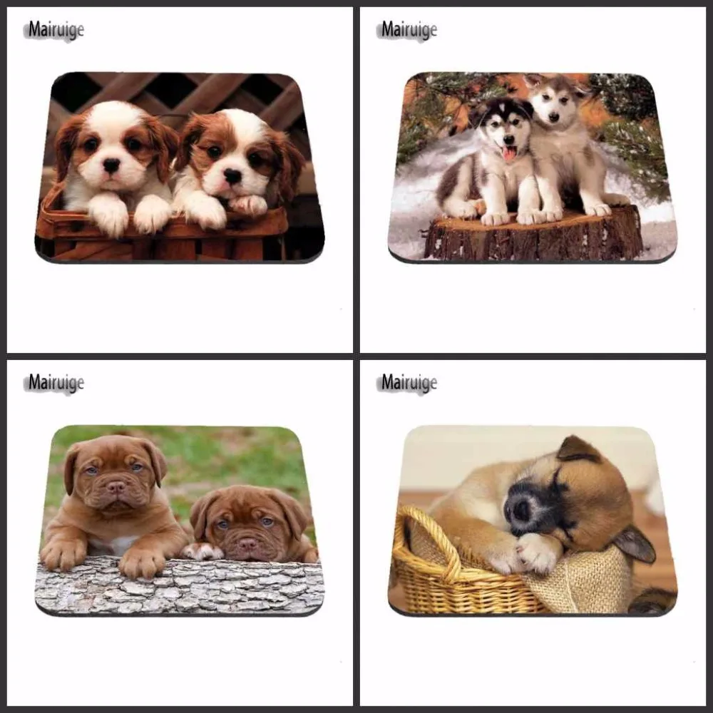 

Mairuige Shop Two Lovely Dog Picture Anti-Slip Laptop PC Mice Pad Mat Mousepad For Optical Laser Mouse Promotion! As A Gift