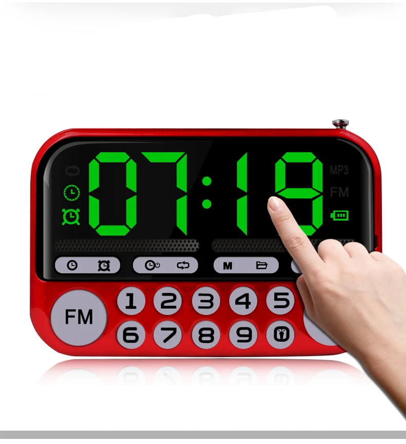 Ausuky портативный мини fm-радио динамик музыкальный плеер TF карта USB для ПК iPod Телефон с светодиодный дисплей танцы HiFi Будильник-25