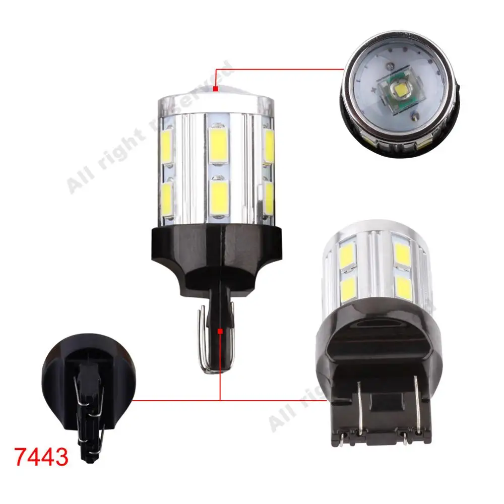 T20 LED W21/5W 7443 светодиодный Белый 12SMD 5730 чип детской лампы заднего хода DRL 12V Авто
