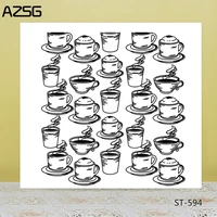 azsg various cups coffee drink clear stampsseals for diy scrapbookingcard makingalbum decorative silicone stamp craft