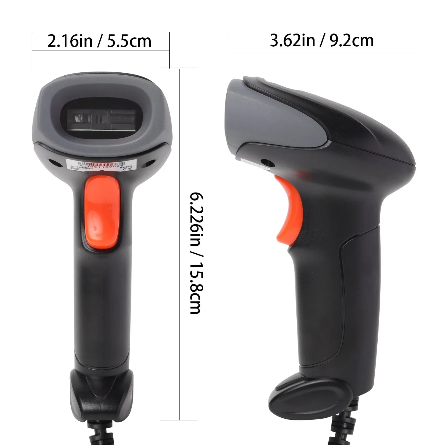 Wired 1D A-1696 Type Handheld Barcode Scanner CCD Product Label Reader Minimalism Black CODE Scanners Working For Screen Codes | Компьютеры