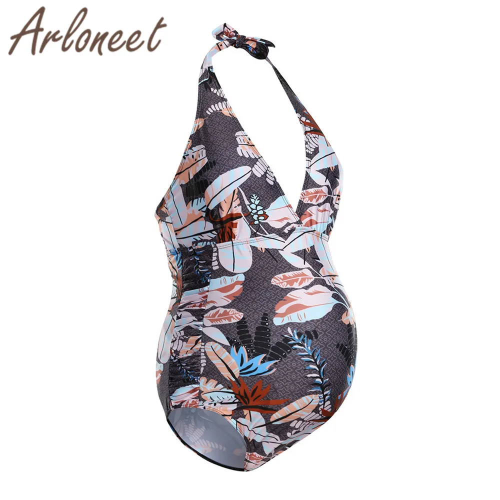 Женская одежда ARLONEET купальник для беременных с высокой талией и принтом Цельный