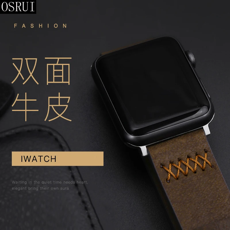 Ремешок для Apple watch 4 кожаный ремешок 42 мм 38 correa iwatch 44 40 серия 3 2 Автомобильная линия