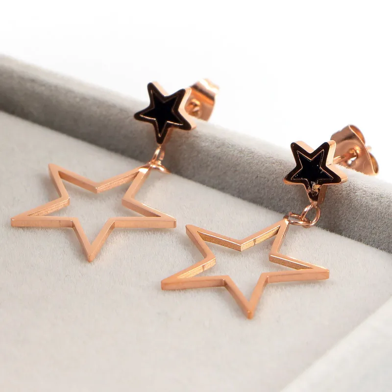 Женские серьги гвоздики YUN RUO розовое золото ювелирное изделие из нержавеющей