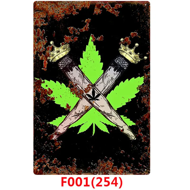 Black California Weed Retro Metal Tin Signs Poster Marijuana Vintage Tinplate Poster Bar Cafe Wall Decoration Poster 20*30cm - Color: Black