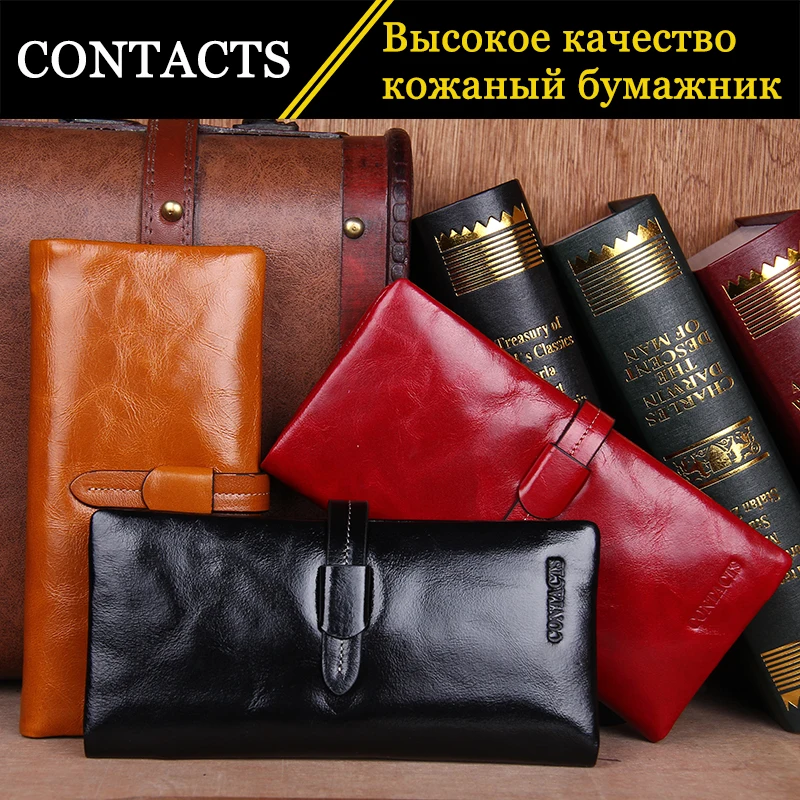 Женские кошельки Contact's 2020 из натуральной кожи модный брендовый кошелек