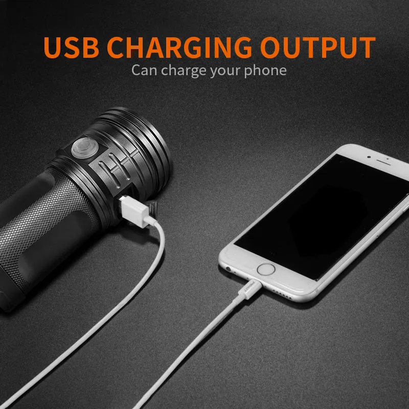 Светодиодный фонарик 18 * T6 мощный яркий светодиодный 3 режима USB зарядка