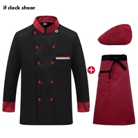 unisex catering work clothes jackets long sleeve restaurant kitchen uniforms hat apron wholesale shirt men chef m 4xl wholesale