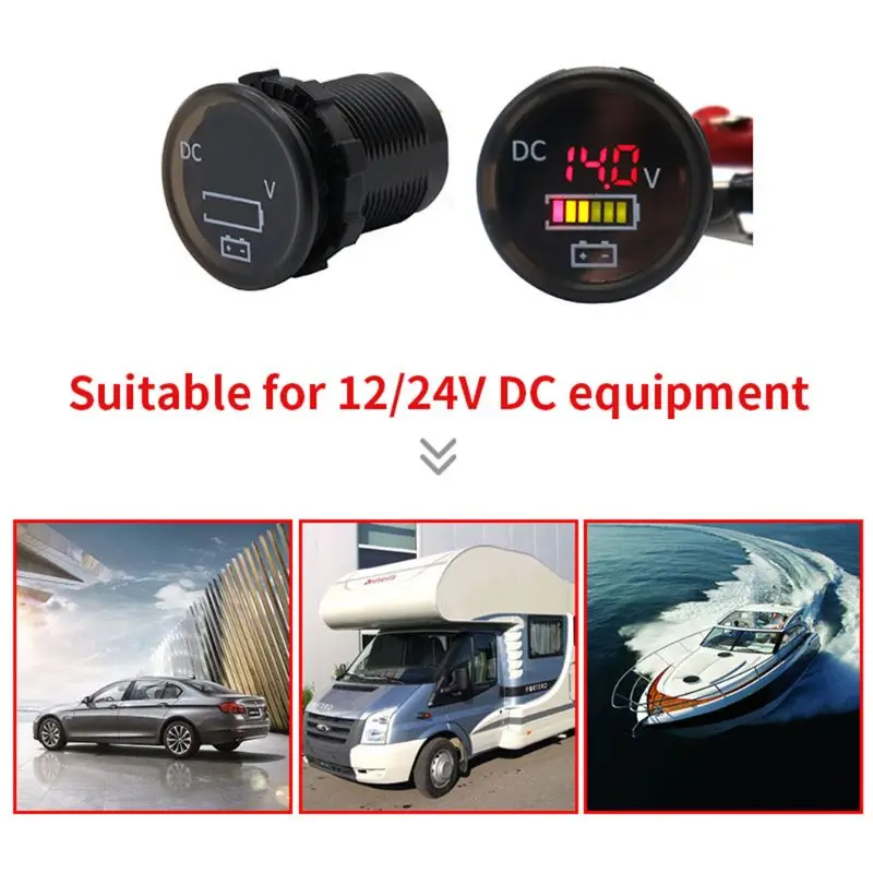 DC 12V/24V Автомобильный Вольтметр для лодки монитор батареи IP67 Водонепроницаемый