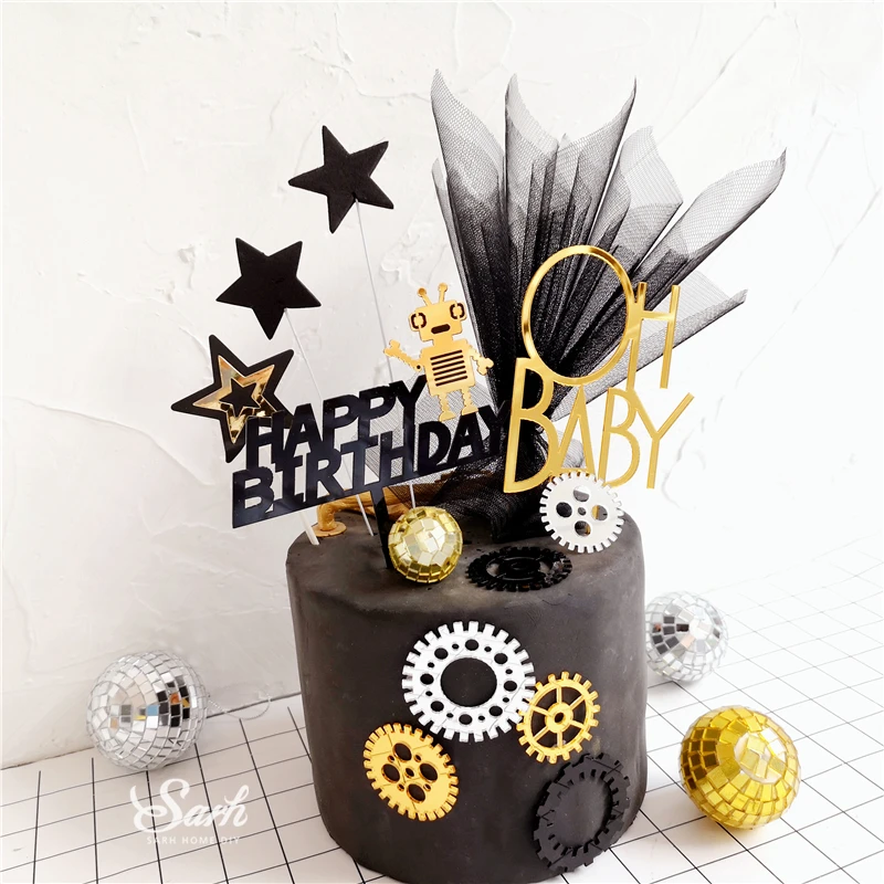 Золотистая Серебристая Роботизированная Экипировка для детского торта