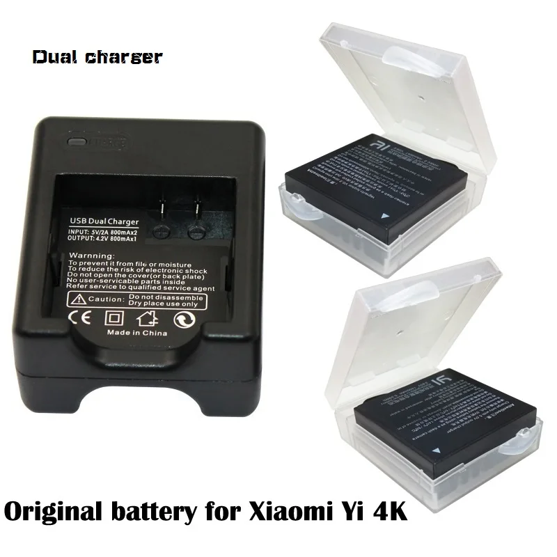 Аксессуары для экшн-камеры XiaoYi 4K Xiaomi Yi 2 II bettery 2x оригинальная зеркальная батарея для Xiaomi Yi 4K USB двойное зарядное устройство