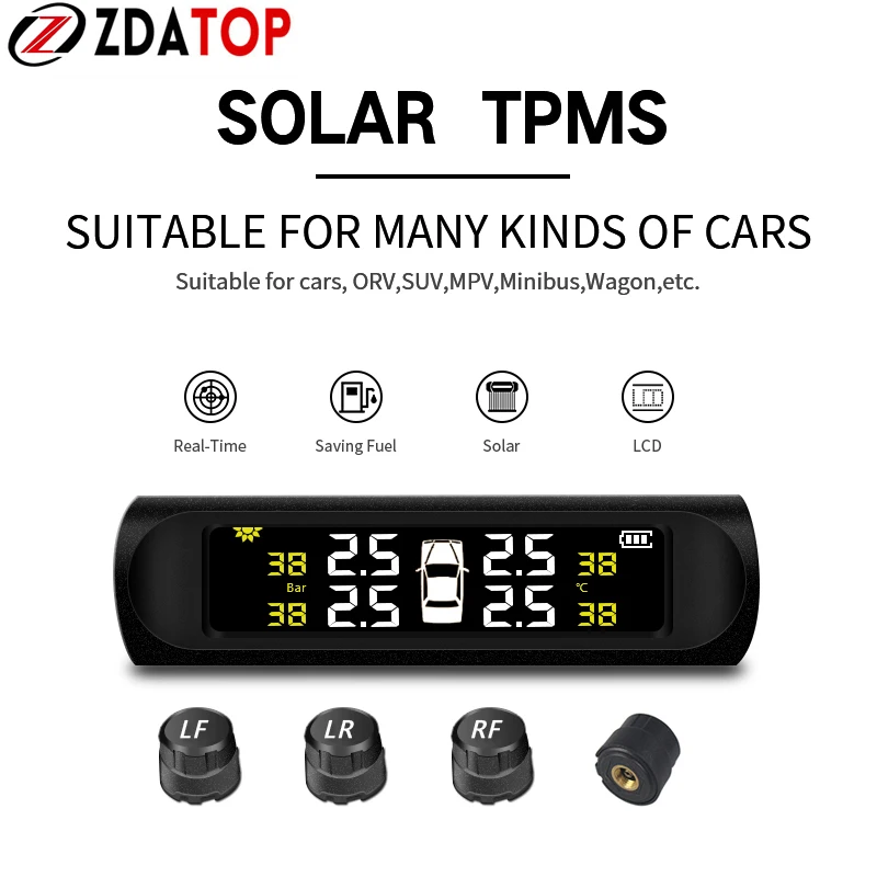 Внешние датчики давления в шинах TPMS на солнечной батарее автоматическая