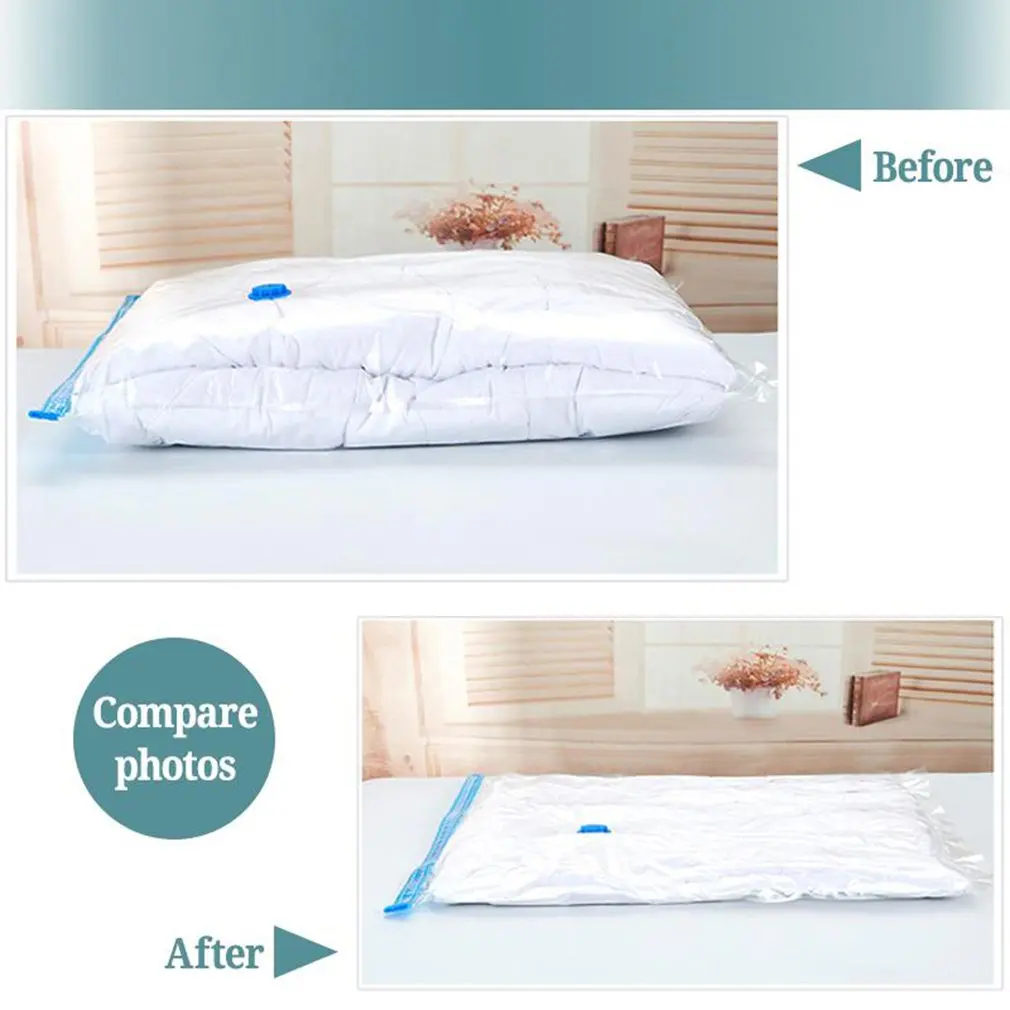 Convenient Manual Pump StorageVacuum Storage Bags Transparent Vacuum Clothes Bag Quilt Compression Suit wardrobe | Дом и сад