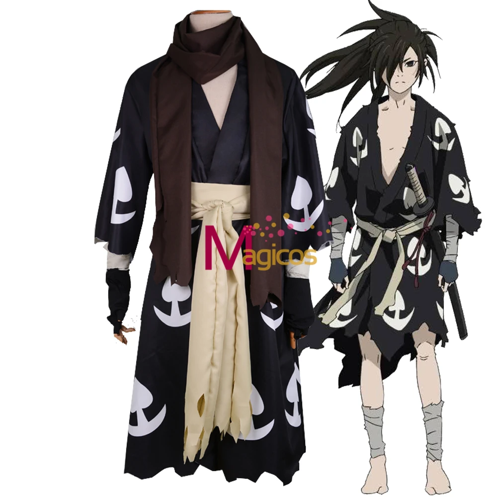 Аниме Dororo Hyakkimaru кимоно карнавальный костюм парики Мужской плащ полный комплект