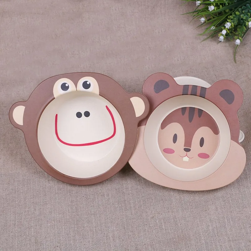 Доступная безопасная мультяшная тарелка посуда для детей из бамбукового волокна