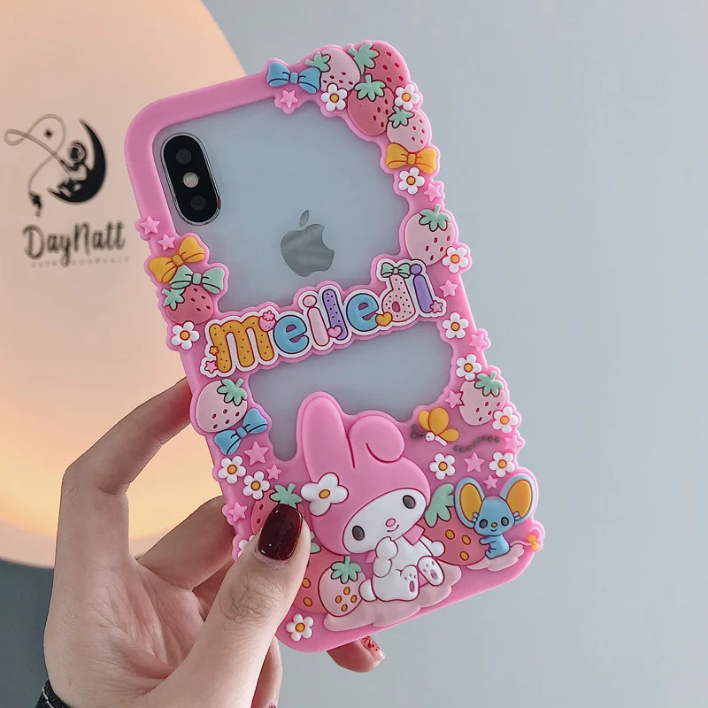 For iPhone XS max XR X 3D Cute Melody bumper phone Cases iphone 8plus 8 6s 6plus 7 7plus Soft pink case back cover | Мобильные