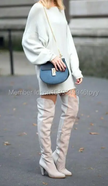 2018 Autumn Winter Women Thigh High Boots Over-the-knee Suede Thick Heel Fashion Shoes | Обувь