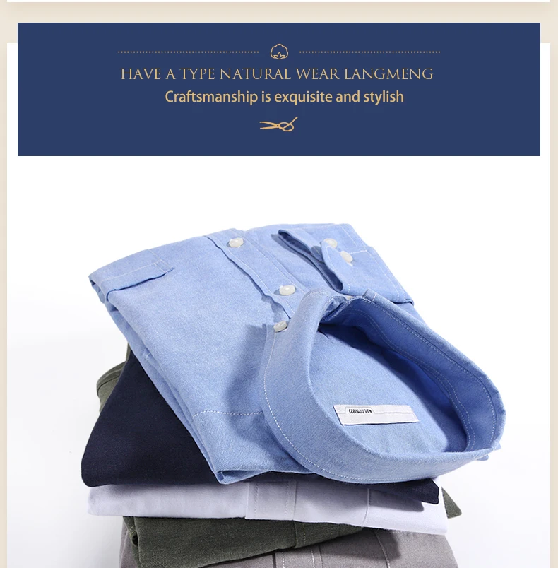 Langmeng, Мужская Повседневная рубашка с длинным рукавом размера плюс 5XL, мужская деловая рубашка, мужские брендовые рубашки из Оксфордского материала, голубые и белые