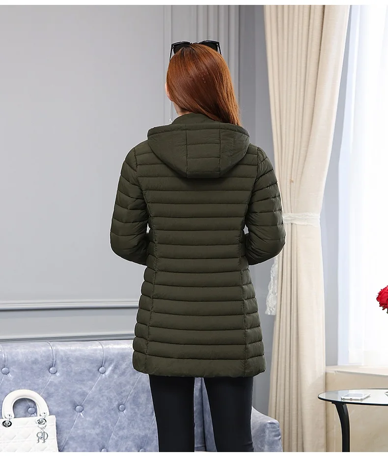 Плюс Размер 6XL зимняя длинная приталенная куртка пальто Женская корейская мода теплая хлопковая куртка с капюшоном парка Женская свободная Базовая куртка