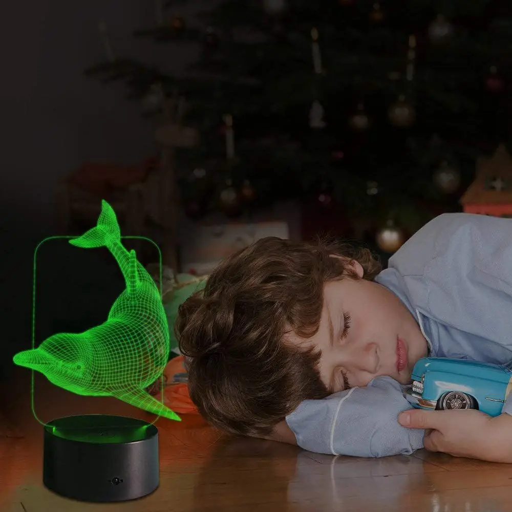 Детский светодиодный ночник с изображением дельфина 7 видов цветов
