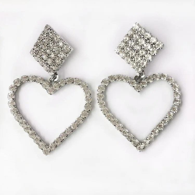 

European and American wind-heart earrings with luxury earrings and brass Eardrops