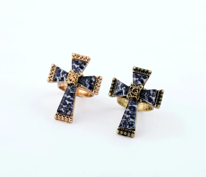 3 цвета модное женское кольцо с большим крестом готическое имитацией драгоценных