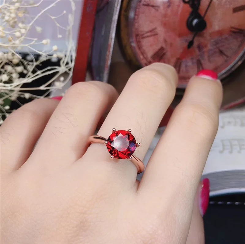 Ring for Women PROCOGEM натуральный гранатовые кольца для Для женщин Для мужчин влюбленных невесты Обручение кольца Подарки 2.5Ct Реальный Камни 925 пробы серебро#569 - Цвет камня: Ring for Women