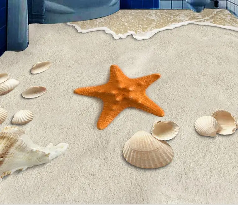 3d полы на заказ фото обои Пляж Морская звезда виниловый пол гостиная напольная