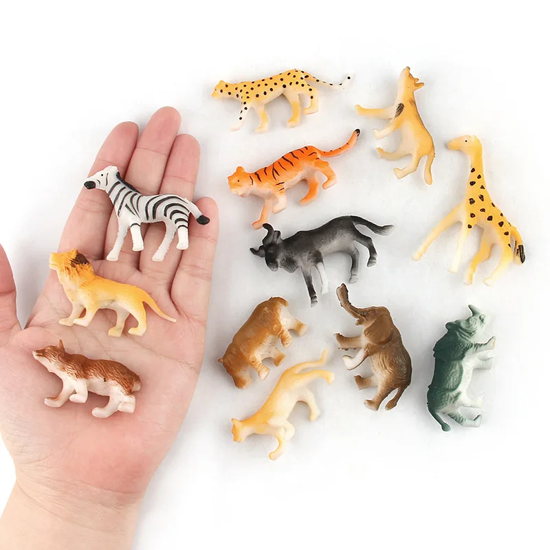 

12pcs set mini zoo animal model toy figures doll kid small plastic cartoon simulation jungle animal toys children gift boy girl