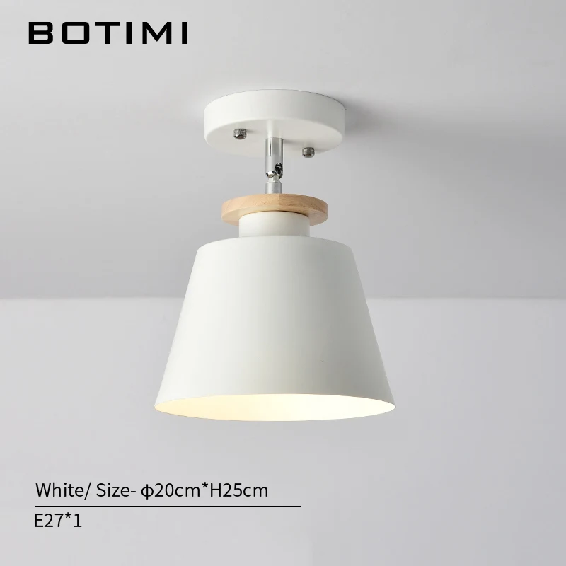 White BOTIMI металлический светодиодный потолочный светильник для коридора, скандинавского деревянного потолочного монтажа, белый, зеленый, серый, освещение для кухни - Цвет корпуса: White