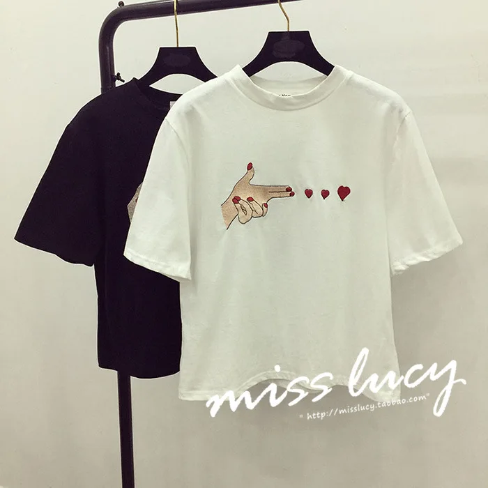 Летняя модная футболка с короткими рукавами и принтом любви Kawaii Harajuku 90 s женская футболка Корейская одежда футболка с круглым вырезом для женщин