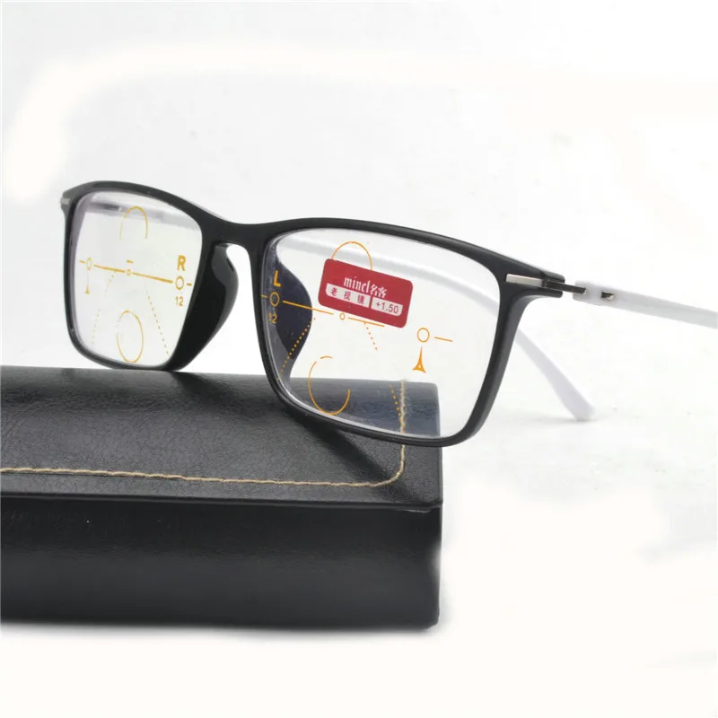 Очки для мужчин прогрессивные очки чтения с чехлом очков металлические без