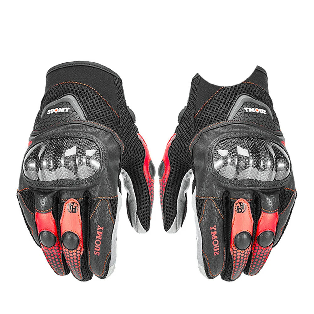 SUOMY мотоциклетные перчатки с сенсорным экраном Guantes Moto rbike rcycle Racing перчатки для езды на мотоцикле полный палец - Цвет: ST-15 red