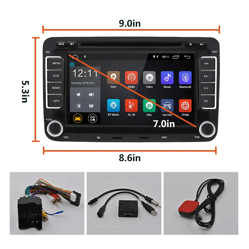 Универсальный Android 6 0 GPS Автомобильный мультимедийный плеер WiFi Зеркало Ссылка