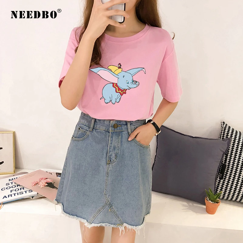 Женская футболка в стиле Харадзюку с коротким рукавом и круглым