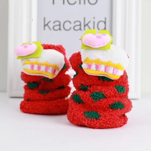 4 Kacakid/зимние детские коралловые бархатные носки для маленьких девочек, рождественские нескользящие носки с героями мультфильмов детские плотные носки для сна,# 403ssy - Цвет: 4
