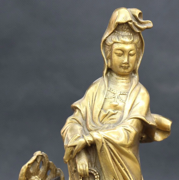 Бесплатная доставка статуя богини Будды 10 дюймов тибетский буддизм бронзовый Kwan