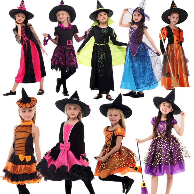 

Children Witch Cosplay Kids Girls Witch Stage Performance Costumes Party Decor Costume Halloween Christmas