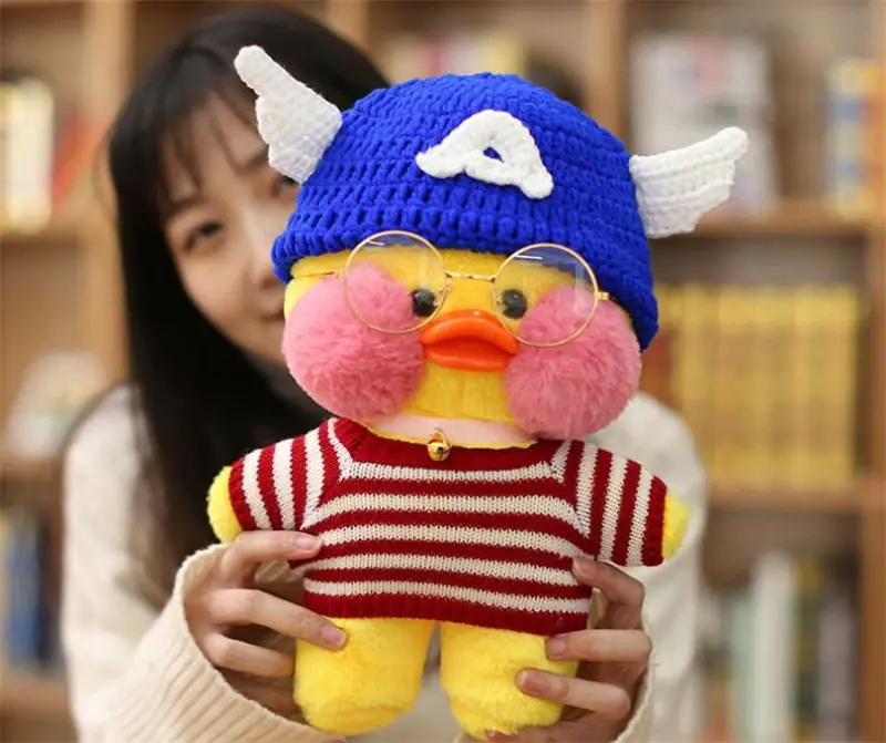 Флуоресцентный желтый 30 см Kawaii LaLafanfan кафе утка плюшевая игрушка мультяшная Милая Утка Мягкая кукла животные куклы детские игрушки подарок на день рождения для детей - Цвет: Флуоресцентный желтый