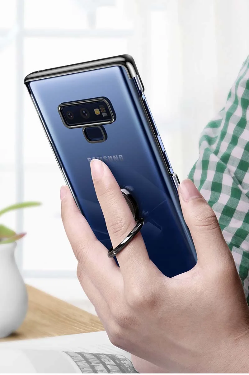 Для Galaxy Note 9, кольцевой чехол Xundd, Жесткий ПК, прозрачная задняя крышка для samsung Galaxy S9 S10+, подходит для магнитного автомобильного держателя телефона